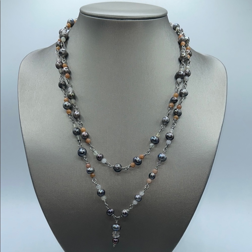 Handmade Multilayered Freshwater Pearls & Carnelian Multicolor Beaded Necklace